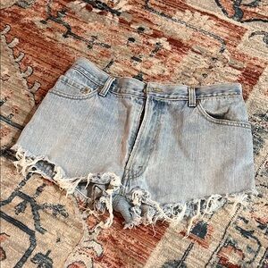 Distressed Light Blue Denim Shorts
